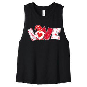 Cute Valentine's Day Love Gnome Women's Racerback Cropped Tank