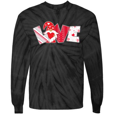 Cute Valentine's Day Love Gnome Tie-Dye Long Sleeve Shirt