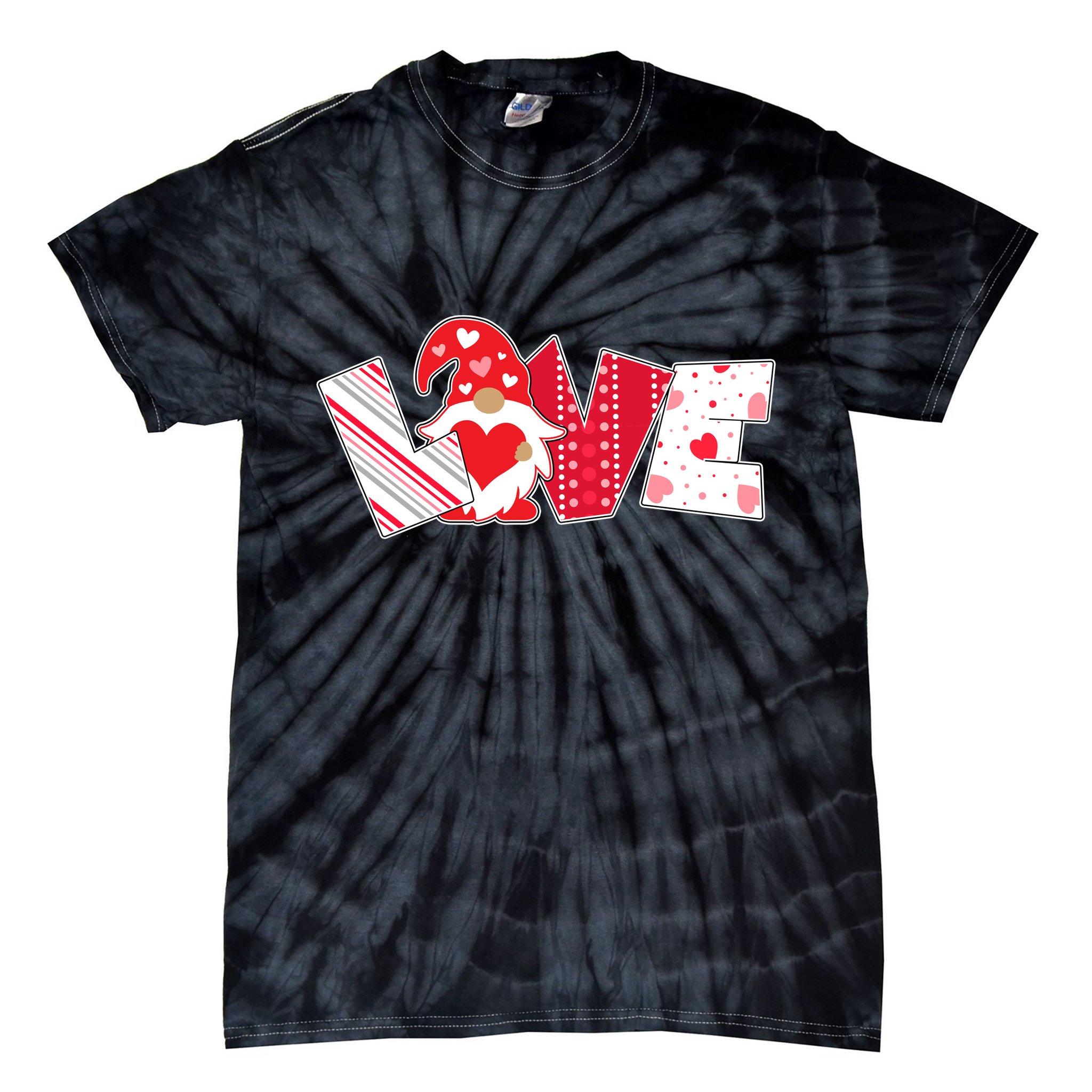 Cute Valentine's Day Love Gnome Tie-Dye T-Shirt