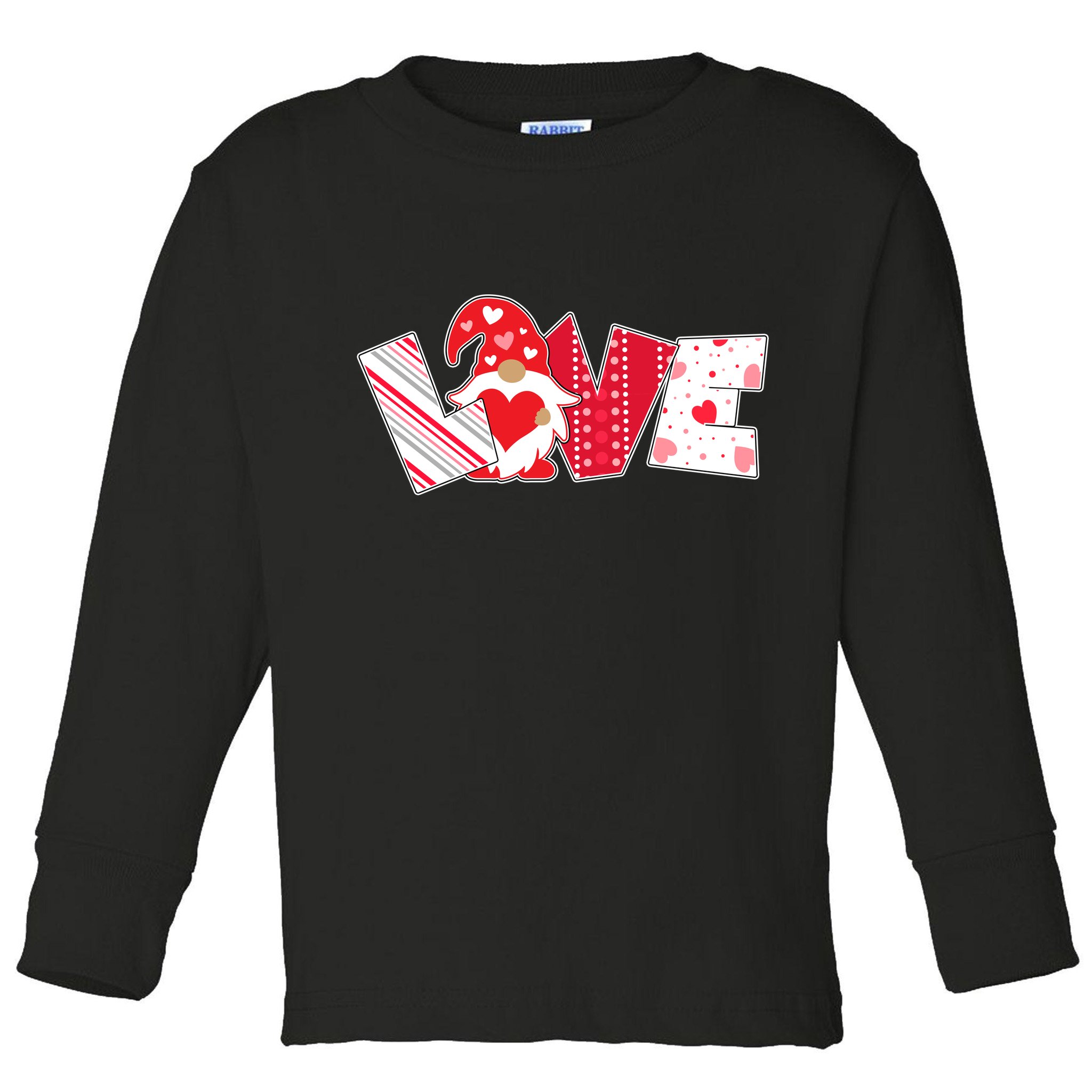 Cute Valentine's Day Love Gnome Toddler Long Sleeve Shirt