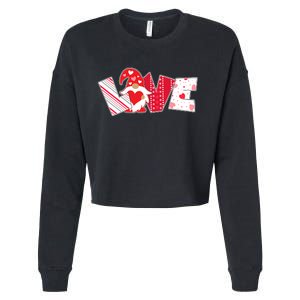 Cute Valentine's Day Love Gnome Cropped Pullover Crew