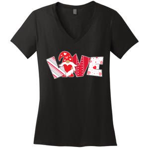 Cute Valentine's Day Love Gnome Women's V-Neck T-Shirt