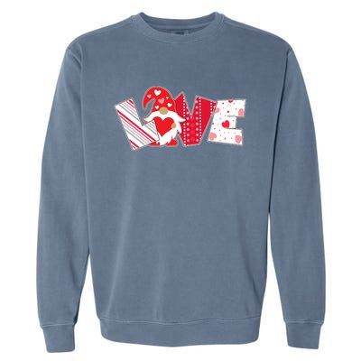 Cute Valentine's Day Love Gnome Garment-Dyed Sweatshirt