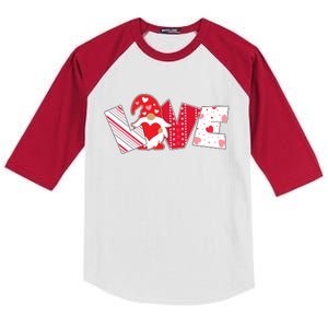 Cute Valentine's Day Love Gnome Kids Colorblock Raglan Jersey