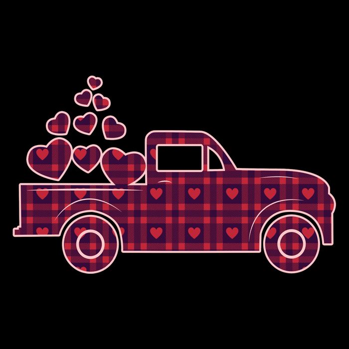Cute Valentine's Day Plaid Pickup Truck With Hearts Cooling Performance Crew T-Shirt