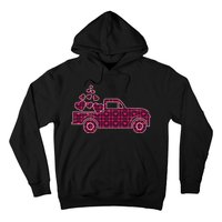 Cute Valentine's Day Plaid Pickup Truck With Hearts Hoodie