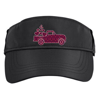 Cute Valentine's Day Plaid Pickup Truck With Hearts Adult Drive Performance Visor