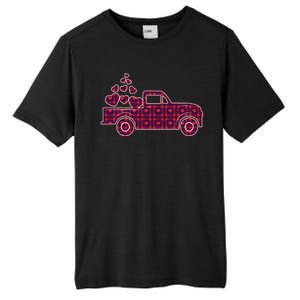 Cute Valentine's Day Plaid Pickup Truck With Hearts Tall Fusion ChromaSoft Performance T-Shirt