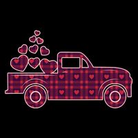 Cute Valentine's Day Plaid Pickup Truck With Hearts Bucket Hat