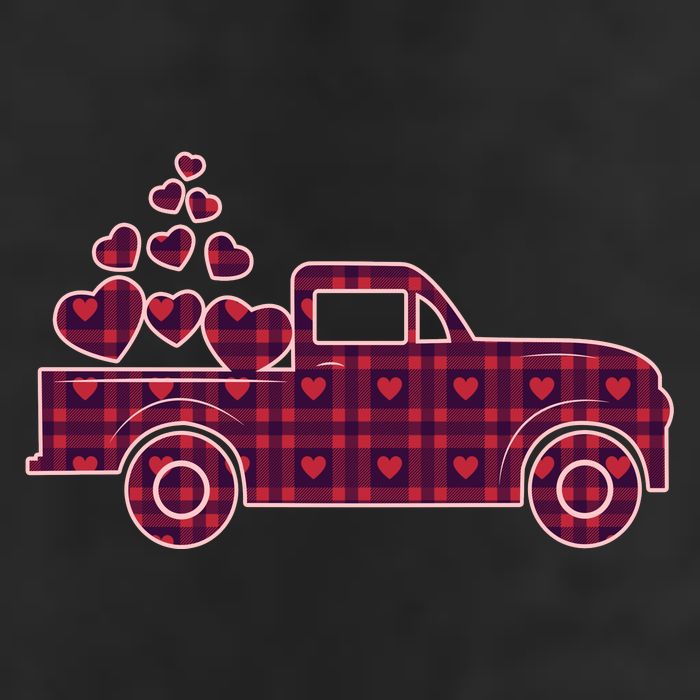 Cute Valentine's Day Plaid Pickup Truck With Hearts 11oz C Handle Ceramic Mug