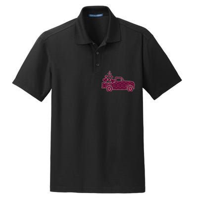 Cute Valentine's Day Plaid Pickup Truck With Hearts Dry Zone Grid Polo