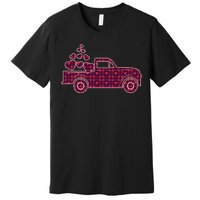 Cute Valentine's Day Plaid Pickup Truck With Hearts Premium T-Shirt