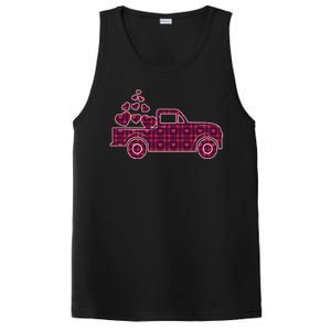 Cute Valentine's Day Plaid Pickup Truck With Hearts PosiCharge Competitor Tank