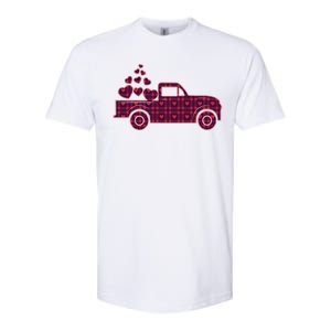 Cute Valentine's Day Plaid Pickup Truck With Hearts Softstyle CVC T-Shirt