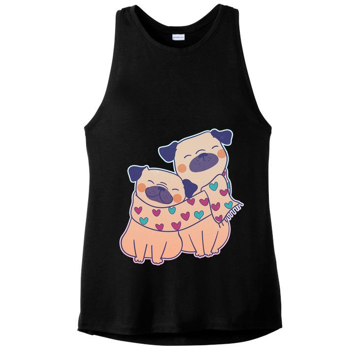 Cute Valentine's Day Puppies Ladies PosiCharge Tri-Blend Wicking Tank