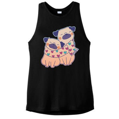 Cute Valentine's Day Puppies Ladies PosiCharge Tri-Blend Wicking Tank