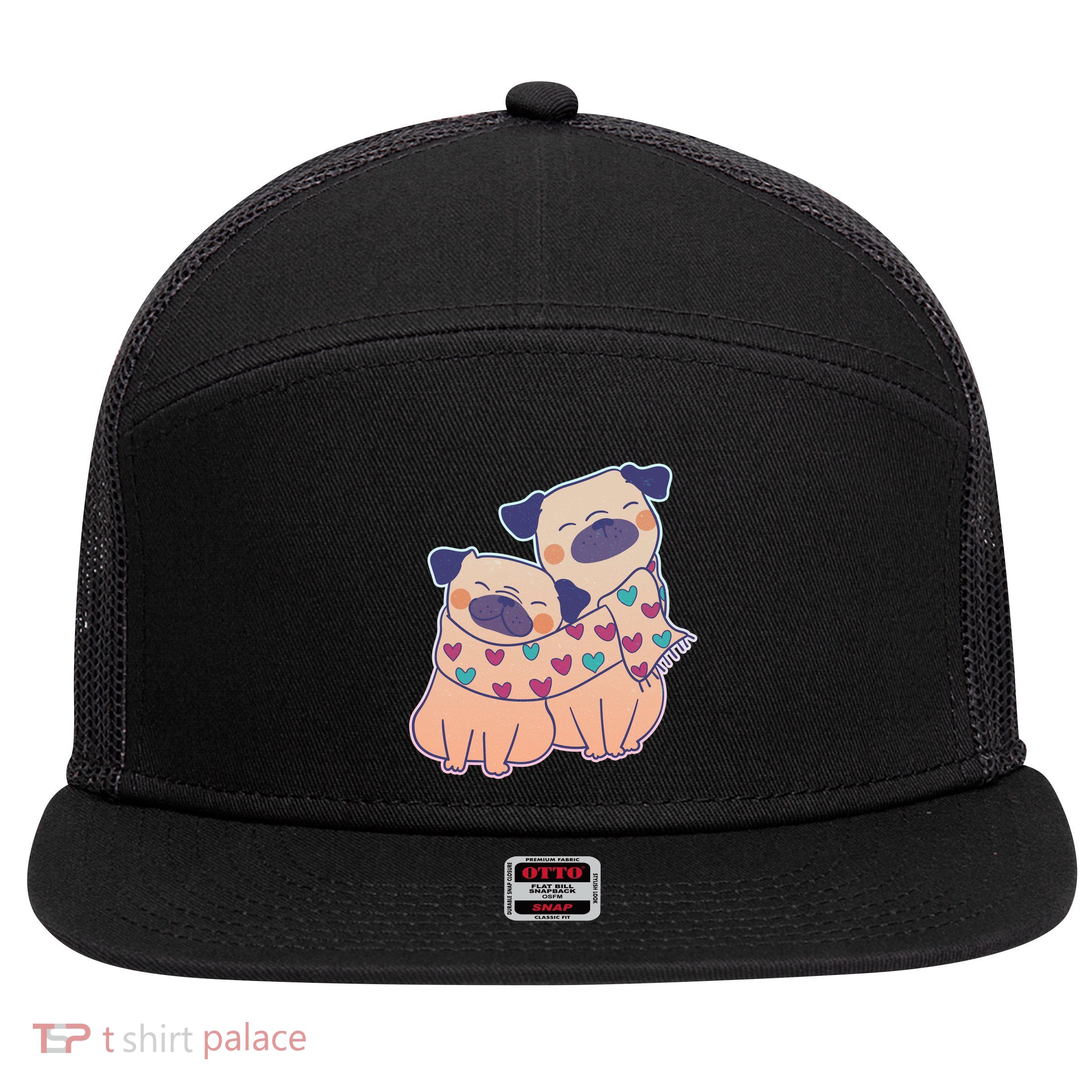 Cute Valentine's Day Puppies 7 Panel Mesh Trucker Snapback Hat