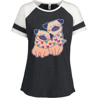 Cute Valentine's Day Puppies Enza Ladies Jersey Colorblock Tee