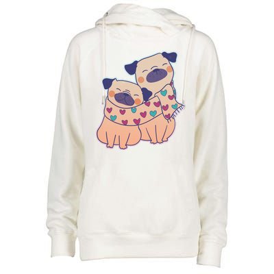 Cute Valentine's Day Puppies Womens Funnel Neck Pullover Hood