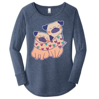 Cute Valentine's Day Puppies Women's Perfect Tri Tunic Long Sleeve Shirt