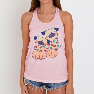 Cute Valentine's Day Puppies Women's Knotted Racerback Tank