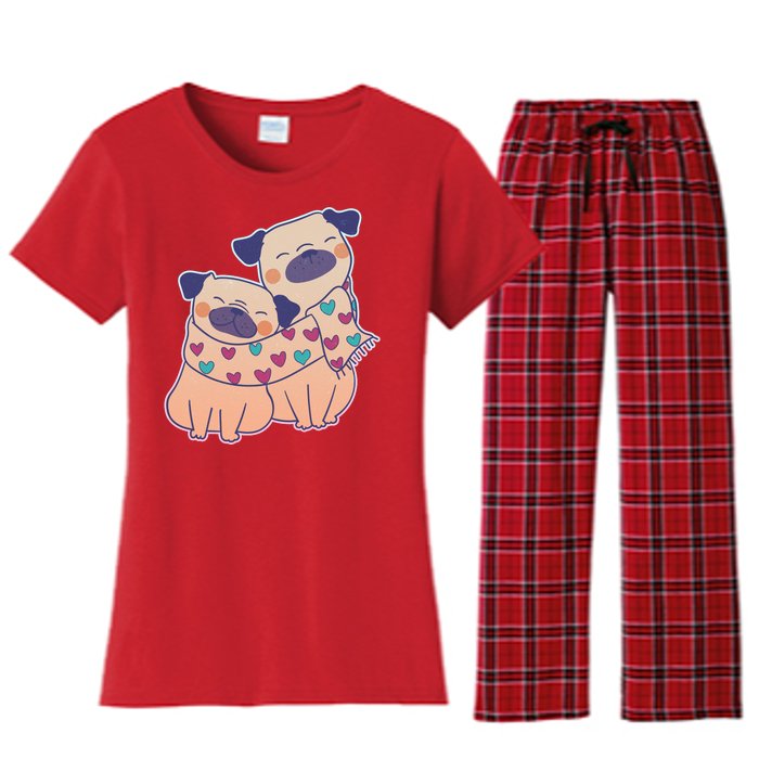 Cute Valentine's Day Puppies Women's Flannel Pajama Set