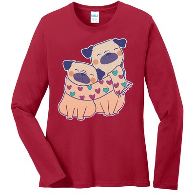 Cute Valentine's Day Puppies Ladies Long Sleeve Shirt