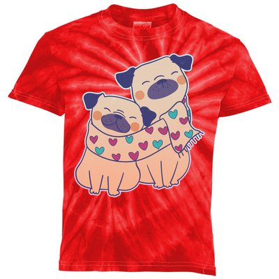 Cute Valentine's Day Puppies Kids Tie-Dye T-Shirt