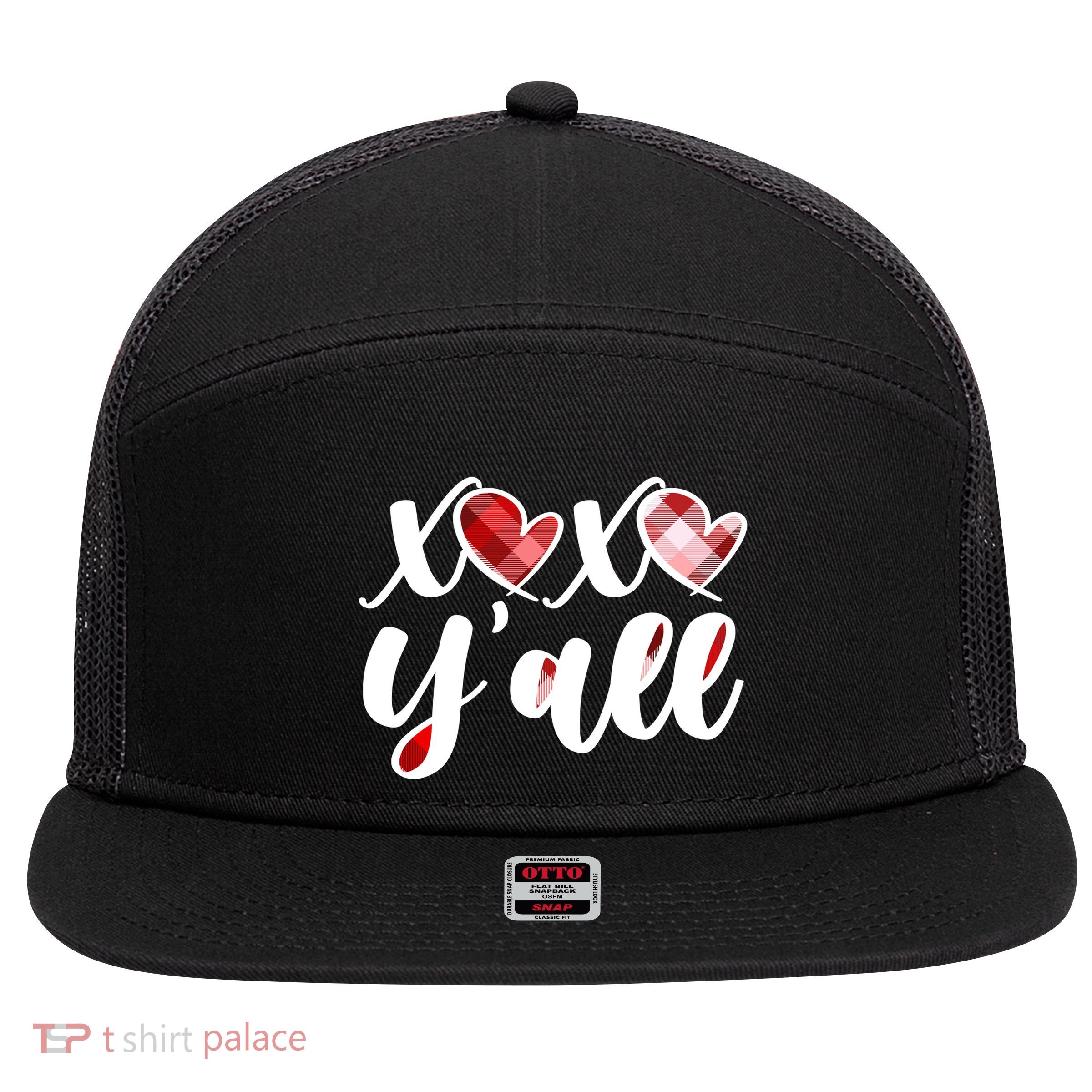 Cute Valentine's Day XOXO Y'all  7 Panel Mesh Trucker Snapback Hat