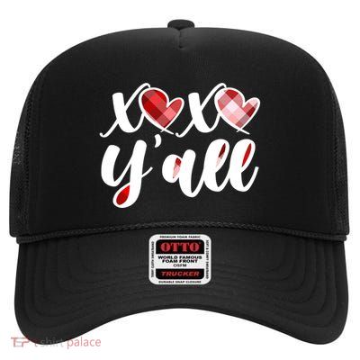 Cute Valentine's Day XOXO Y'all  High Crown Mesh Back Trucker Hat