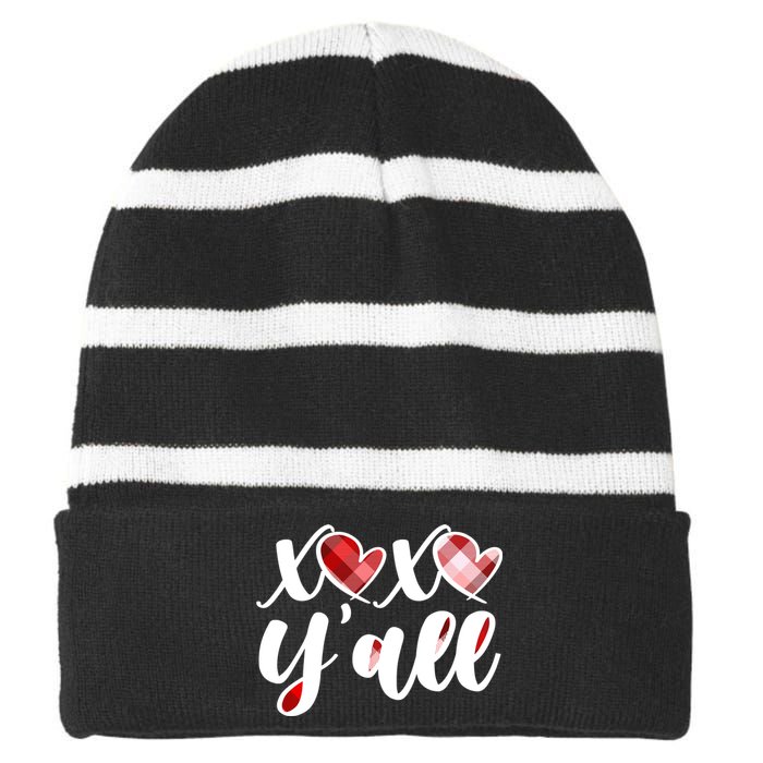 Cute Valentine's Day XOXO Y'all  Striped Beanie with Solid Band