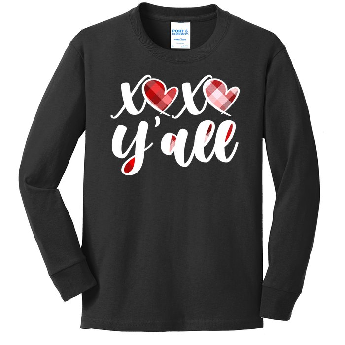 Cute Valentine's Day XOXO Y'all  Kids Long Sleeve Shirt