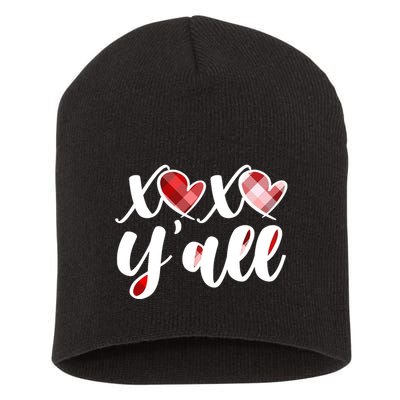 Cute Valentine's Day XOXO Y'all  Short Acrylic Beanie
