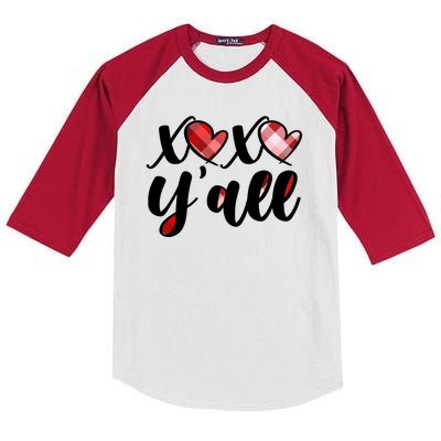 Cute Valentine's Day XOXO Y'all  Kids Colorblock Raglan Jersey