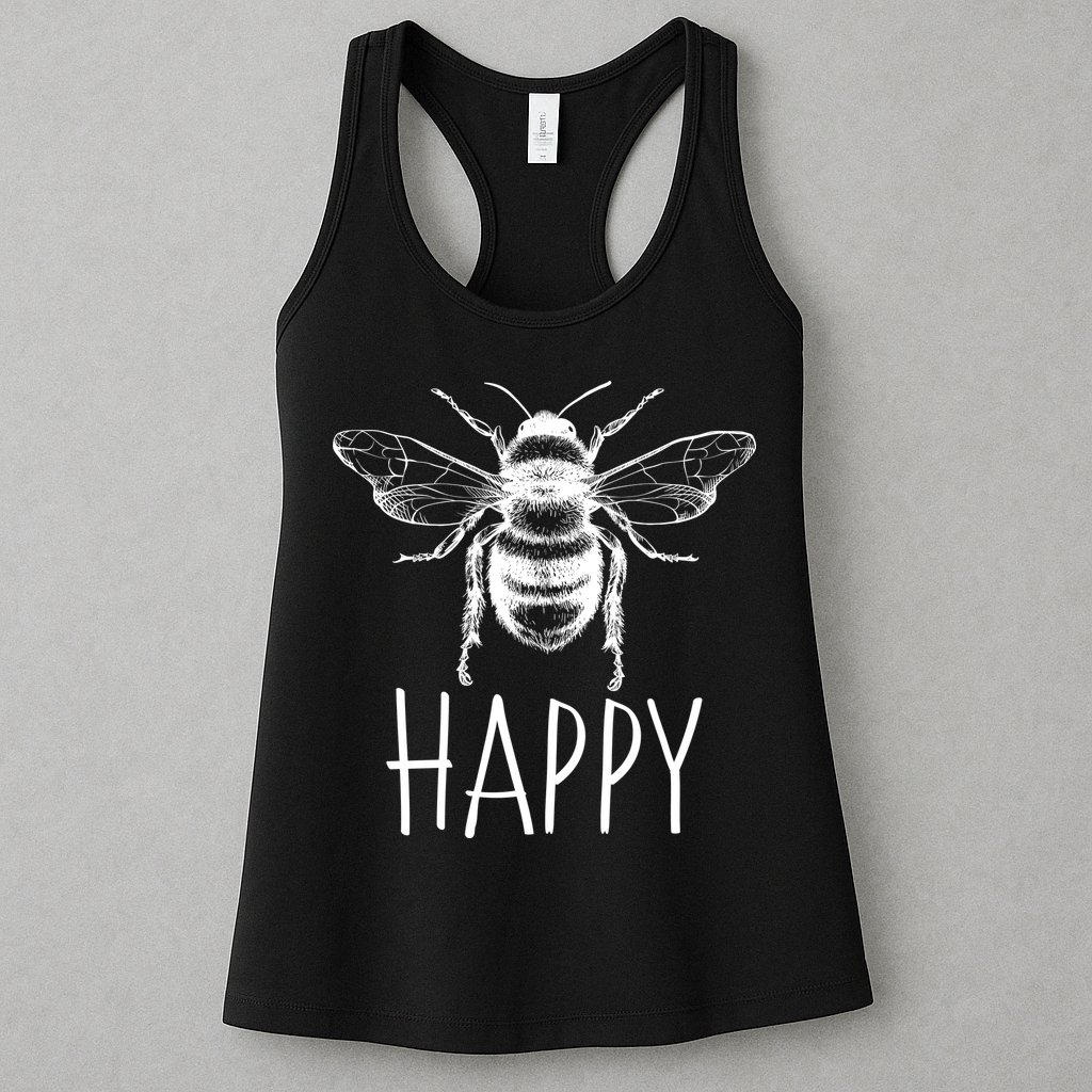 Cute Vintage Bee Happy Womens Tank Top