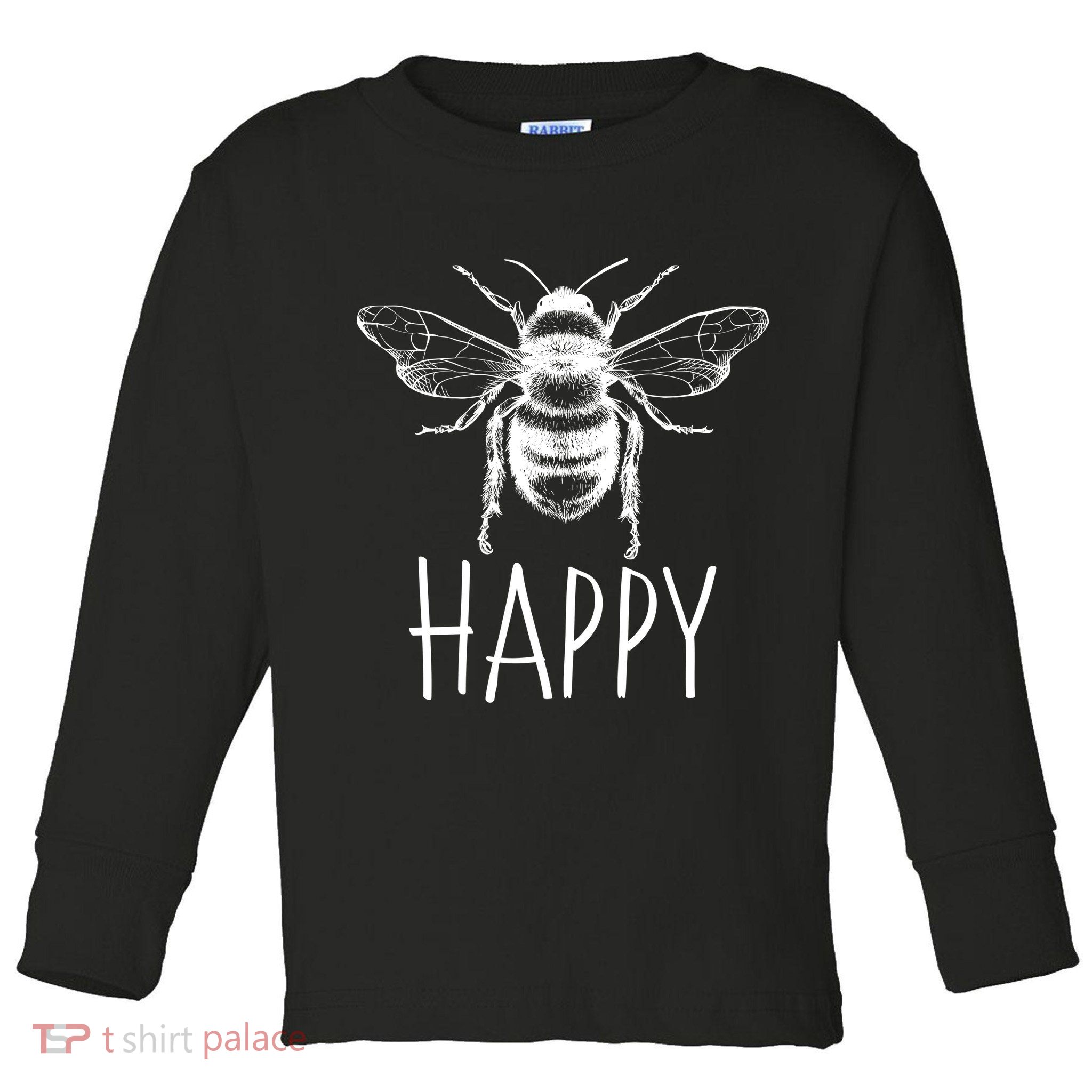 Cute Vintage Bee Happy Toddler Long Sleeve Shirt