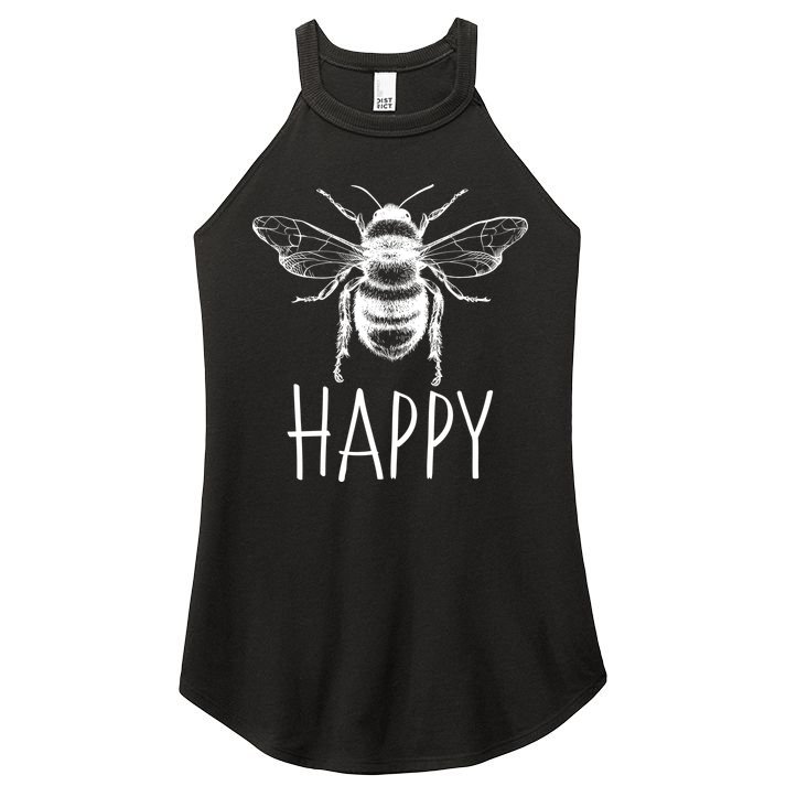 Cute Vintage Bee Happy Women's Perfect Tri Rocker Tank