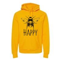 Cute Vintage Bee Happy Premium Hoodie