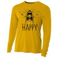 Cute Vintage Bee Happy Cooling Performance Long Sleeve Crew