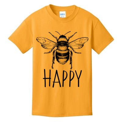 Cute Vintage Bee Happy Kids T-Shirt