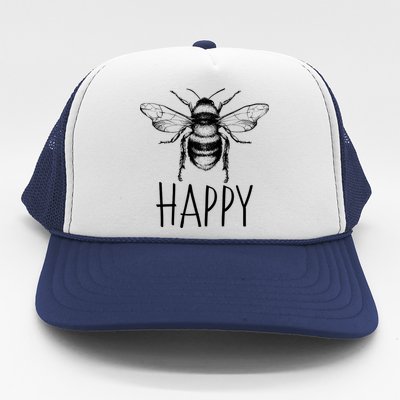 Cute Vintage Bee Happy Trucker Hat