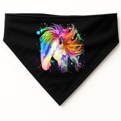 Cute Watercolor Rainbow Unicorn USA-Made Doggie Bandana