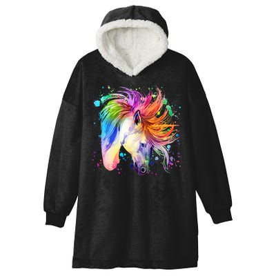 Cute Watercolor Rainbow Unicorn Hooded Wearable Blanket