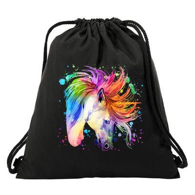 Cute Watercolor Rainbow Unicorn Drawstring Bag