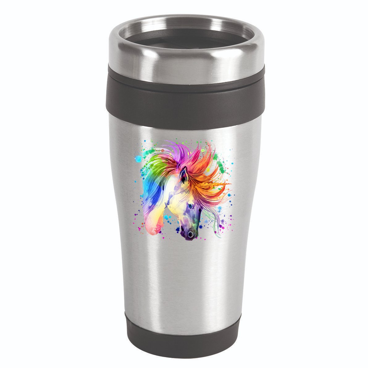 Cute Watercolor Rainbow Unicorn 16oz Travel Tumbler