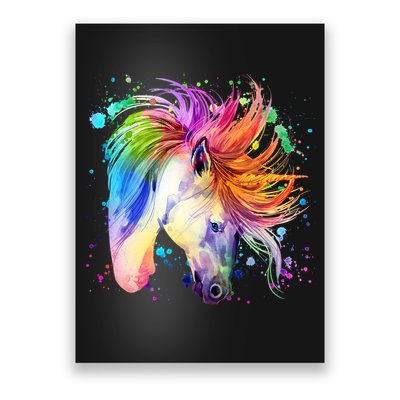 Cute Watercolor Rainbow Unicorn Poster