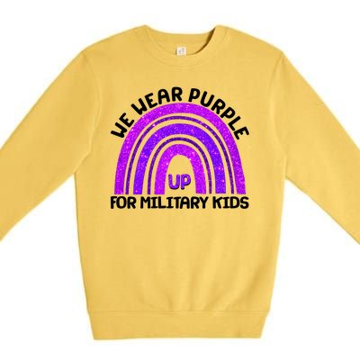 Cute We Wear Purple Up For Military Kids Purple Rainbow Premium Crewneck Sweatshirt