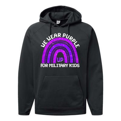 Cute We Wear Purple Up For Military Kids Purple Rainbow Performance Fleece Hoodie