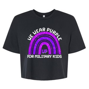 Cute We Wear Purple Up For Military Kids Purple Rainbow Bella+Canvas Jersey Crop Tee