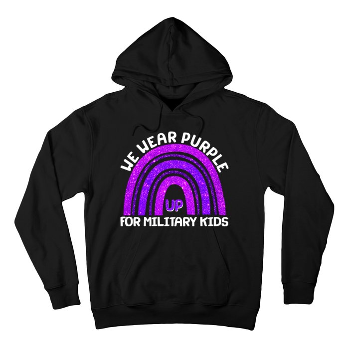 Cute We Wear Purple Up For Military Kids Purple Rainbow Hoodie